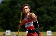 27 June 2021; Gareth Crawford of Lifford Strabane AC, Donegal, competing in the Men's Javelin competing in the Men's Javelin during day three of the Irish Life Health National Senior Championships at Morton Stadium in Santry, Dublin. Photo by Sam Barnes/Sportsfile