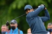 1 July 2021; Aaron Rai of England watches his drive from the 10th tee box during day one of the Dubai Duty Free Irish Open Golf Championship at Mount Juliet Golf Club in Thomastown, Kilkenny. Photo by Ramsey Cardy/Sportsfile