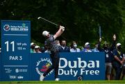 1 July 2021; Jonathan Caldwell of Northern Ireland watches his shot from the 11th tee box during day one of the Dubai Duty Free Irish Open Golf Championship at Mount Juliet Golf Club in Thomastown, Kilkenny. Photo by Ramsey Cardy/Sportsfile