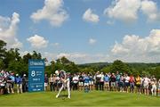 1 July 2021; Tommy Fleetwood of England hits a tee shot from the eighth tee box during day one of the Dubai Duty Free Irish Open Golf Championship at Mount Juliet Golf Club in Thomastown, Kilkenny. Photo by Ramsey Cardy/Sportsfile