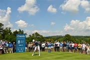 1 July 2021; Tommy Fleetwood of England hits a tee shot from the eighth tee box during day one of the Dubai Duty Free Irish Open Golf Championship at Mount Juliet Golf Club in Thomastown, Kilkenny. Photo by Ramsey Cardy/Sportsfile