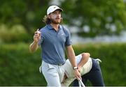 1 July 2021; Tommy Fleetwood of England after a birdie putt on the 17th green during day one of the Dubai Duty Free Irish Open Golf Championship at Mount Juliet Golf Club in Thomastown, Kilkenny. Photo by Ramsey Cardy/Sportsfile
