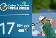 1 July 2021; Christiaan Bezuidenhout of South Africa watches his tee shot on the 17th hole during day one of the Dubai Duty Free Irish Open Golf Championship at Mount Juliet Golf Club in Thomastown, Kilkenny. Photo by Ramsey Cardy/Sportsfile