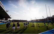 1 July 2021; The Ireland team warm up ahead of the U20 Guinness Six Nations Rugby Championship match between Ireland and England at Cardiff Arms Park in Cardiff, Wales. Photo by Gareth Everett/Sportsfile