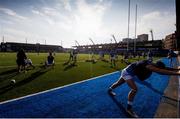 1 July 2021; The Ireland team warm up ahead of the U20 Guinness Six Nations Rugby Championship match between Ireland and England at Cardiff Arms Park in Cardiff, Wales. Photo by Gareth Everett/Sportsfile