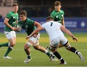 1 July 2021; Alex Kendellen of Ireland takes on Jack Clement of England during the U20 Guinness Six Nations Rugby Championship match between Ireland and England at Cardiff Arms Park in Cardiff, Wales. Photo by Gareth Everett/Sportsfile