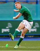1 July 2021; Nathan Doak of Ireland kicks a conversion during the U20 Guinness Six Nations Rugby Championship match between Ireland and England at Cardiff Arms Park in Cardiff, Wales. Photo by Chris Fairweather/Sportsfile