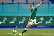 1 July 2021; Nathan Doak of Ireland kicks a conversion during the U20 Guinness Six Nations Rugby Championship match between Ireland and England at Cardiff Arms Park in Cardiff, Wales. Photo by Chris Fairweather/Sportsfile