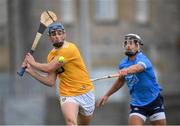 26 June 2021; Gerard Walsh of Antrim in action against Cian Boland of Dublin during the Leinster GAA Hurling Senior Championship Quarter-Final match between Dublin and Antrim at Páirc Tailteann in Navan, Meath. Photo by Stephen McCarthy/Sportsfile