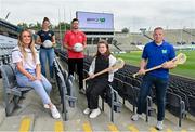 2 July 2021; Olivia Daly from Cliona’s Foundation, centre, was at Croke Park in Dublin today, with, from left, Galway Camogie player Lorraine Ryan, Meath footballer Marie O’Shaughnessy, Tyrone footballer Conor McKenna, and former Limerick hurler Shane Dowling to help announce that the GPA and Cliona’s Foundation have teamed up as Official Charity Partners. Text FAMILIES to 50300 to donate or go to www.clionas.ie. Photo by Seb Daly/Sportsfile