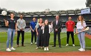 2 July 2021; Olivia Daly from Cliona’s Foundation, centre, was at Croke Park in Dublin today, with, from left, Meath footballer Marie O’Shaughnessy, GPA chief executive officer Tom Parsons, former Limerick hurler Shane Dowling, Cliona’s Foundation family member Susan Ahern Daly, Cliona’s Foundation chief executive officer Brendan Ring, Tyrone footballer Conor McKenna, and Galway Camogie player Lorraine Ryan to help announce that the GPA and Cliona’s Foundation have teamed up as Official Charity Partners. Text FAMILIES to 50300 to donate or go to www.clionas.ie. Photo by Seb Daly/Sportsfile