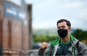 2 July 2021; Richie Towell of Shamrock Rovers arrives ahead of the SSE Airtricity League Premier Division match between Shamrock Rovers and Dundalk at Tallaght Stadium in Dublin. Photo by Stephen McCarthy/Sportsfile