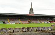 2 July 2021; A view of the pitch and The Jodi Stand, overlooked by St Peter's Roman Catholic Church in Phibsborough, before the SSE Airtricity League Premier Division match between Bohemians and St Patrick's Athletic at Dalymount Park in Dublin. Photo by Seb Daly/Sportsfile