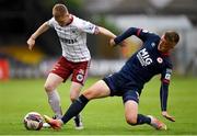 2 July 2021; Ross Tierney of Bohemians in action against Chris Forrester of St Patrick's Athletic during the SSE Airtricity League Premier Division match between Bohemians and St Patrick's Athletic at Dalymount Park in Dublin. Photo by Seb Daly/Sportsfile