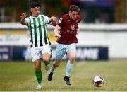 2 July 2021; Killian Cooper of Cobh Ramblers in action against Dylan Barnett of Bray Wanderers during the SSE Airtricity League First Division match between Bray Wanderers and Cobh Ramblers at Carlisle Grounds in Bray, Wicklow. Photo by Harry Murphy/Sportsfile
