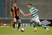 2 July 2021; Sean Gannon of Shamrock Rovers in action against Darragh Leahy of Dundalk during the SSE Airtricity League Premier Division match between Shamrock Rovers and Dundalk at Tallaght Stadium in Dublin. Photo by Stephen McCarthy/Sportsfile