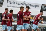 2 July 2021; Ian Turner of Cobh Ramblers celebrates with team-mate Jake Hegarty after scoring his side's first goal during the SSE Airtricity League First Division match between Bray Wanderers and Cobh Ramblers at Carlisle Grounds in Bray, Wicklow. Photo by Harry Murphy/Sportsfile