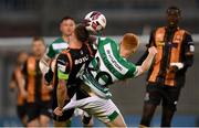 2 July 2021; Andy Boyle of Dundalk in action against Rory Gaffney of Shamrock Rovers during the SSE Airtricity League Premier Division match between Shamrock Rovers and Dundalk at Tallaght Stadium in Dublin. Photo by Stephen McCarthy/Sportsfile