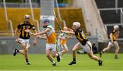 3 July 2021; Colin Spain of Offaly in action against Timmy Clifford of Kilkenny during the 2020 Electric Ireland Leinster GAA Hurling Minor Championship Final match between Offaly and Kilkenny at MW Hire O'Moore Park in Portlaoise, Laois. Photo by Matt Browne/Sportsfile