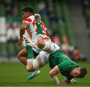 3 July 2021; Peter O’Mahony of Ireland fails in tackling Siosaia Fifita of Japan during the International Rugby Friendly match between Ireland and Japan at the Aviva Stadium in Dublin. Photo by Harry Murphy/Sportsfile