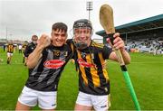 3 July 2021; Kilkenny players Oisin Kelly, left, and Denis Walsh celebrate after the 2020 Electric Ireland Leinster GAA Hurling Minor Championship Final match between Offaly and Kilkenny at MW Hire O'Moore Park in Portlaoise, Laois. Photo by Matt Browne/Sportsfile