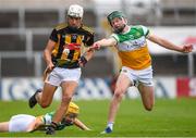 3 July 2021; Ted Dunne of Kilkenny in action against Ruairi Dunne of Offaly during the 2020 Electric Ireland Leinster GAA Hurling Minor Championship Final match between Offaly and Kilkenny at MW Hire O'Moore Park in Portlaoise, Laois. Photo by Matt Browne/Sportsfile
