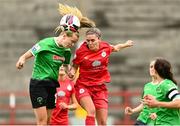 3 July 2021; Jamie Finn of Shelbourne in action against Claire Walsh of Peamount United during the SSE Airtricity Women's National League match between Shelbourne and Peamount United at Tolka Park in Dublin. Photo by Eóin Noonan/Sportsfile