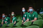 3 July 2021; Supporters look on during the International Rugby Friendly match between Ireland and Japan at Aviva Stadium in Dublin. Photo by David Fitzgerald/Sportsfile