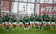 3 July 2021; Ireland players applaud the support following the International Rugby Friendly match between Ireland and Japan at Aviva Stadium in Dublin. Photo by David Fitzgerald/Sportsfile