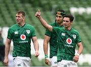 3 July 2021; Joey Carbery of Ireland, right, gives a thumbs up after the International Rugby Friendly match between Ireland and Japan at the Aviva Stadium in Dublin. Photo by Harry Murphy/Sportsfile