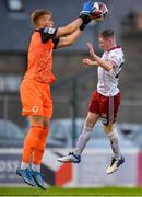 2 July 2021; St Patrick's Athletic goalkeeper Vitezslav Jaros in action against Ross Tierney of Bohemians during the SSE Airtricity League Premier Division match between Bohemians and St Patrick's Athletic at Dalymount Park in Dublin. Photo by Seb Daly/Sportsfile