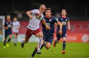 2 July 2021; Georgie Kelly of Bohemians in action against Lee Desmond of St Patrick's Athletic during the SSE Airtricity League Premier Division match between Bohemians and St Patrick's Athletic at Dalymount Park in Dublin. Photo by Seb Daly/Sportsfile