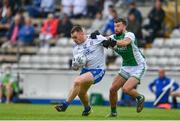 3 July 2021; Micheál Bannigan of Monaghan in action against James McMahon of Fermanagh during the Ulster GAA Football Senior Championship Quarter-Final match between Monaghan and Fermanagh at St Tiernach’s Park in Clones, Monaghan. Photo by Sam Barnes/Sportsfile