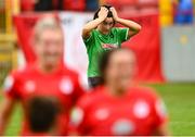 3 July 2021; Tiegan Ruddy of Peamount United reacts at the final whistle during the SSE Airtricity Women's National League match between Shelbourne and Peamount United at Tolka Park in Dublin. Photo by Eóin Noonan/Sportsfile