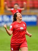 3 July 2021; Noelle Murray of Shelbourne celebrates at the final whistle during the SSE Airtricity Women's National League match between Shelbourne and Peamount United at Tolka Park in Dublin. Photo by Eóin Noonan/Sportsfile