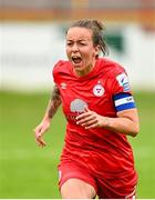 3 July 2021; Pearl Slattery of Shelbourne celebrates at the final whistle during the SSE Airtricity Women's National League match between Shelbourne and Peamount United at Tolka Park in Dublin. Photo by Eóin Noonan/Sportsfile