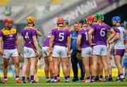 3 July 2021; Wexford manager Davy Fitzgerald talks to his players before the Leinster GAA Hurling Senior Championship Semi-Final match between Kilkenny and Wexford at Croke Park in Dublin. Photo by Seb Daly/Sportsfile