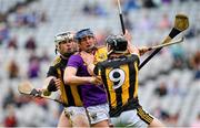 3 July 2021; Shane Reck of Wexford in action against Conor Fogarty, right, and TJ Reid of Kilkenny during the Leinster GAA Hurling Senior Championship Semi-Final match between Kilkenny and Wexford at Croke Park in Dublin. Photo by Seb Daly/Sportsfile