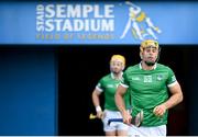 3 July 2021; Dan Morrissey of Limerick runs out before the Munster GAA Hurling Senior Championship Semi-Final match between Cork and Limerick at Semple Stadium in Thurles, Tipperary. Photo by Stephen McCarthy/Sportsfile