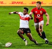 3 July 2021; Rabz Maxwane of the Sigma Lions and Owen Farrell of British and Irish Lions during the 2021 British and Irish Lions tour match between Sigma Lions and The British and Irish Lions at Emirates Airline Park in Johannesburg, South Africa. Photo by Sydney Seshibedi/Sportsfile