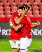 3 July 2021; Ali Price of the British and Irish Lions celebrates after scoring a try during the 2021 British and Irish Lions tour match between Sigma Lions and The British and Irish Lions at Emirates Airline Park in Johannesburg, South Africa. Photo by Sydney Seshibedi/Sportsfile