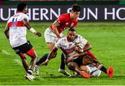 3 July 2021; Sbusiso Sangweni of the Sigma Lions tackled by Chris Harris of British and Irish Lions during the 2021 British and Irish Lions tour match between Sigma Lions and The British and Irish Lions at Emirates Airline Park in Johannesburg, South Africa. Photo by Sydney Seshibedi/Sportsfile