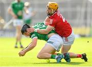 3 July 2021; Peter Casey of Limerick in action against Niall O'Leary of Cork during the Munster GAA Hurling Senior Championship Semi-Final match between Cork and Limerick at Semple Stadium in Thurles, Tipperary. Photo by Stephen McCarthy/Sportsfile