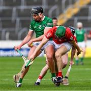 3 July 2021; Gearoid Hegarty of Limerick in action against Seamus Harnedy of Cork during the Munster GAA Hurling Senior Championship Semi-Final match between Cork and Limerick at Semple Stadium in Thurles, Tipperary. Photo by Ray McManus/Sportsfile