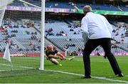 3 July 2021; Darren Brennan of Kilkenny attempts to save a penalty from Wexford goalkeeper Mark Fanning during the Leinster GAA Hurling Senior Championship Semi-Final match between Kilkenny and Wexford at Croke Park in Dublin. Photo by Seb Daly/Sportsfile