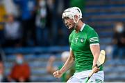 3 July 2021; Kyle Hayes of Limerick celebrates after scoring his side's second goal during the Munster GAA Hurling Senior Championship Semi-Final match between Cork and Limerick at Semple Stadium in Thurles, Tipperary. Photo by Stephen McCarthy/Sportsfile