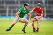 3 July 2021; Conor Boylan of Limerick in action against Ger Millerick of Cork during the Munster GAA Hurling Senior Championship Semi-Final match between Cork and Limerick at Semple Stadium in Thurles, Tipperary. Photo by Stephen McCarthy/Sportsfile