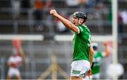 3 July 2021; Diarmaid Byrnes of Limerick celebrates after scoring a free during the Munster GAA Hurling Senior Championship Semi-Final match between Cork and Limerick at Semple Stadium in Thurles, Tipperary. Photo by Stephen McCarthy/Sportsfile