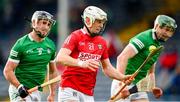 3 July 2021; Luke Meade of Cork in action against Darragh O'Donovan, left, and William O'Donoghue of Limerick during the Munster GAA Hurling Senior Championship Semi-Final match between Cork and Limerick at Semple Stadium in Thurles, Tipperary. Photo by Stephen McCarthy/Sportsfile