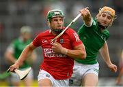 3 July 2021; Alan Cadogan of Cork in action against Richie English of Limerick during the Munster GAA Hurling Senior Championship Semi-Final match between Cork and Limerick at Semple Stadium in Thurles, Tipperary. Photo by Stephen McCarthy/Sportsfile
